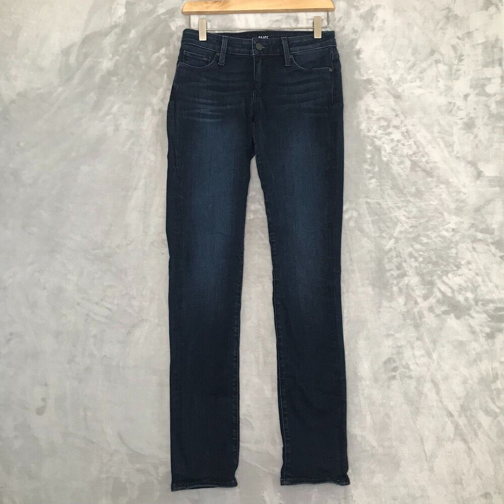 Paige Skyline Skinny Womens 27 Luella Dark Wash Mid Rise Pockets Stretch - Picture 1 of 14